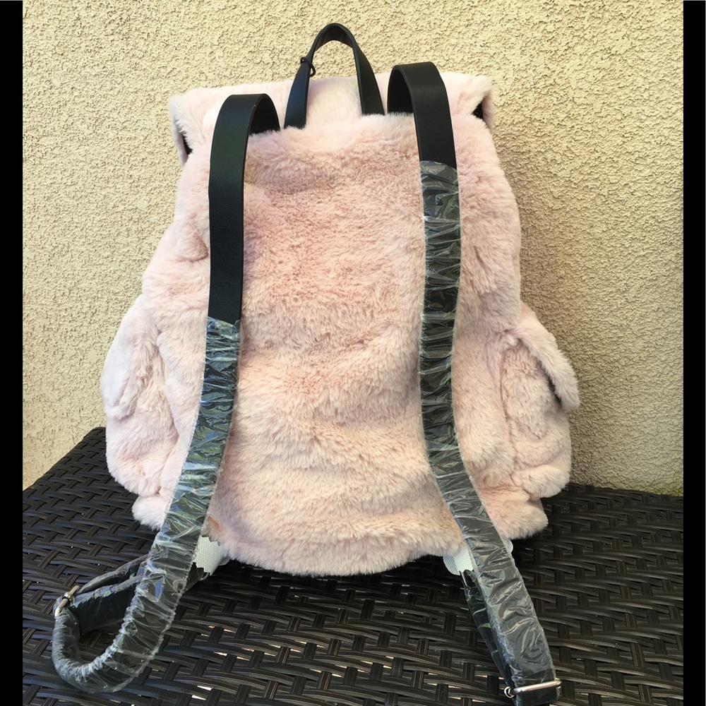 STEVE MADDEN Black Calli Faux-Fur Large Backpack - Picture 5 of 6
